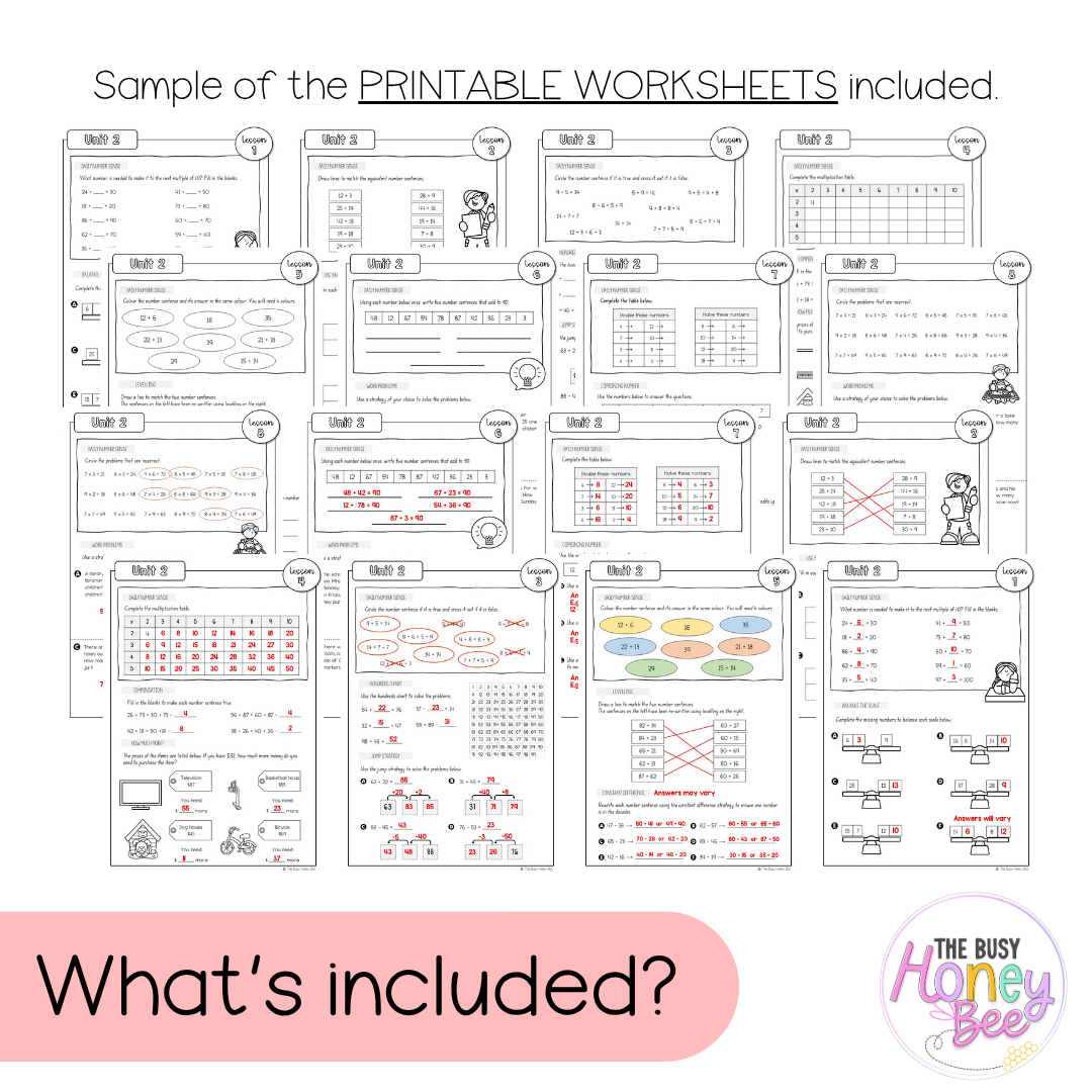 Stage 2 Year A NSW Maths Worksheets Unit 2