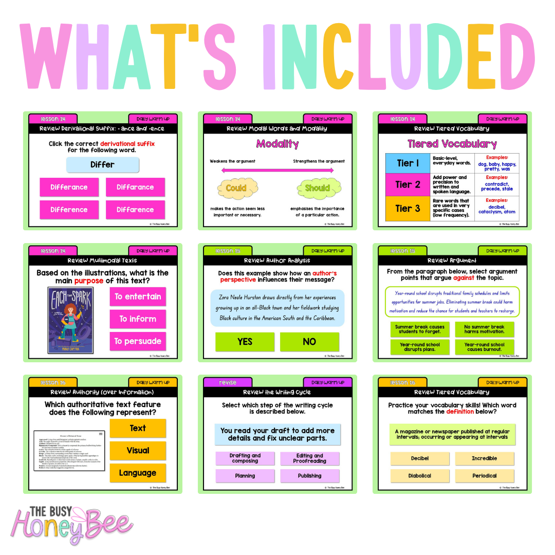 Stage 3 Year A Australian | NSW English Daily Review | Warm-Up Unit 3 Week 4