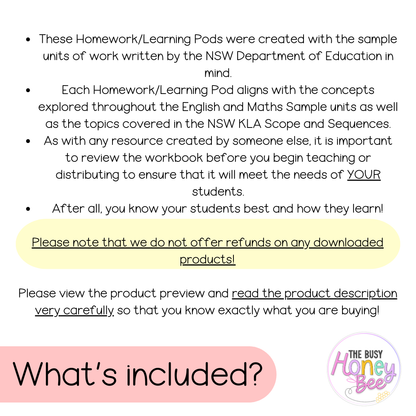 Stage 2 Year A Homework/Learning Pods Term 2 Mega Bundle