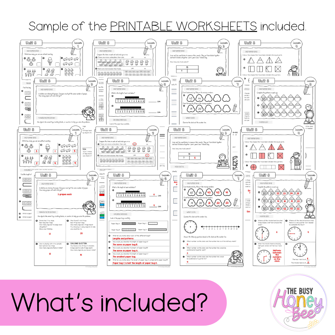 Stage 1 Year A NSW Maths Worksheets Unit 8