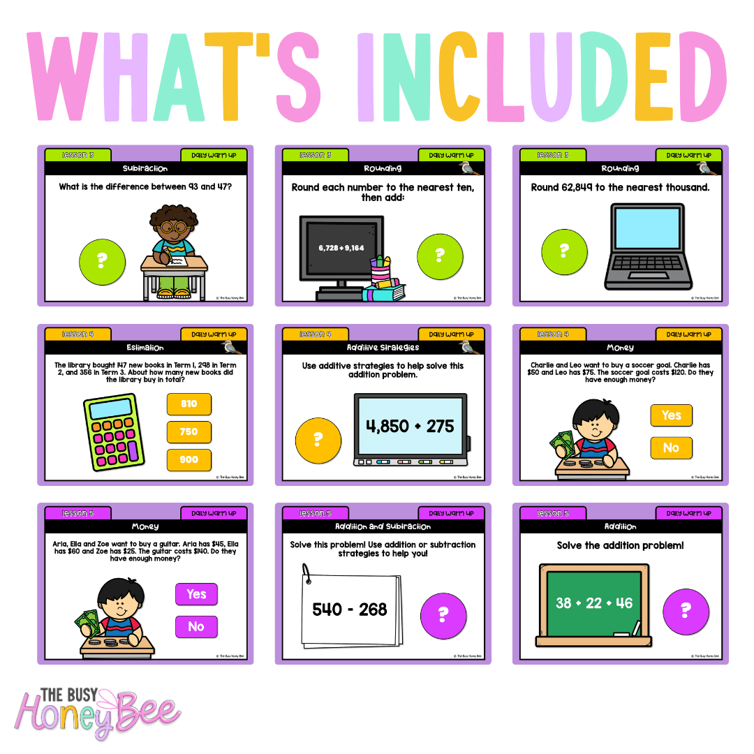 Multi Age 3-6 Year A Australian | NSW Math Daily Review | Warm-Up Unit 20