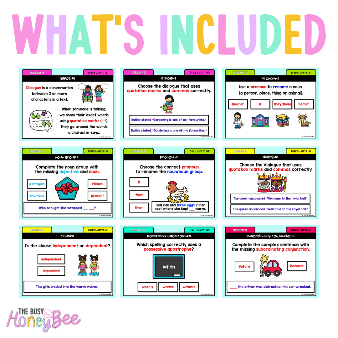 Stage 1 Year B Australian | NSW English Daily Review | Daily Warm Unit 35