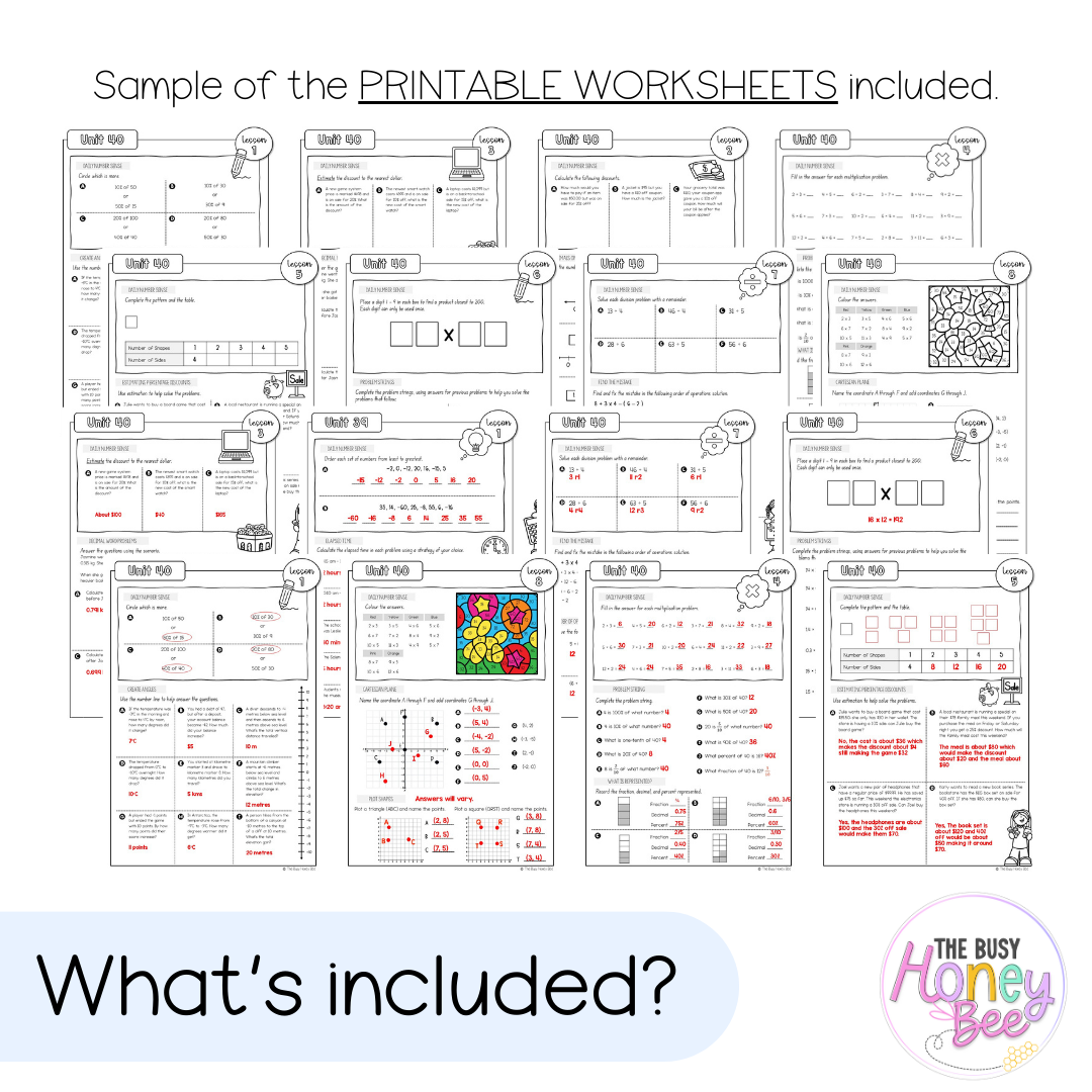 Stage 3 Year B NSW Maths Worksheets Unit 40