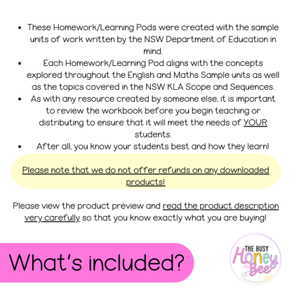 Stage 1 Year A Homework/Learning Pods Term 2 Mega Bundle