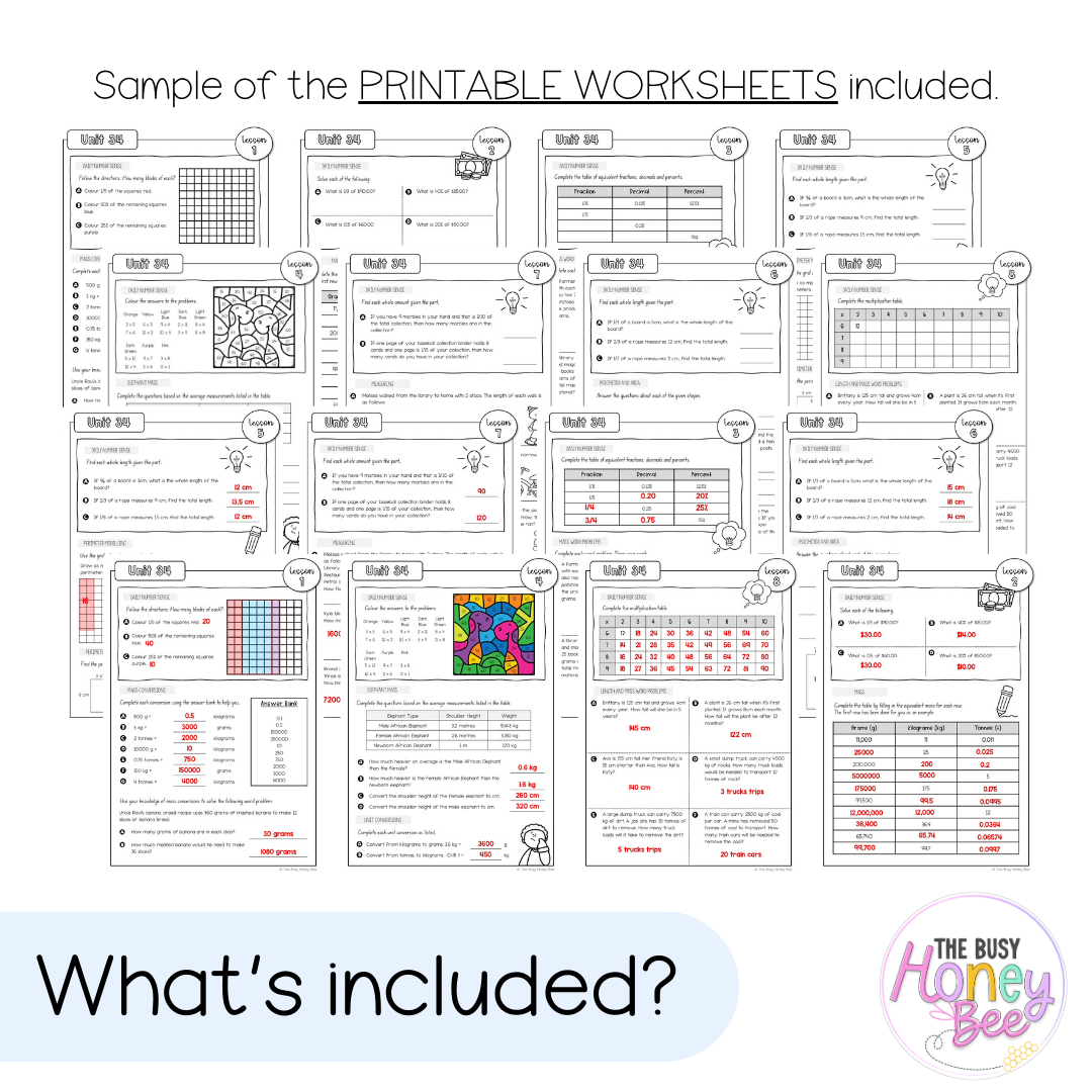 Stage 3 Year B NSW Maths Worksheets Unit 34