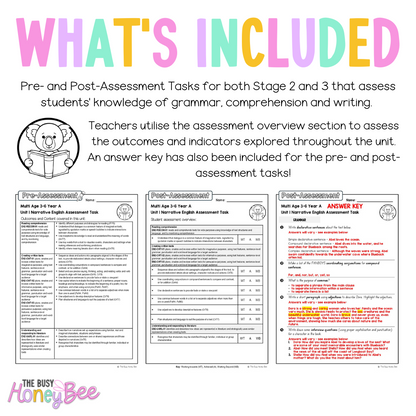 Multi Age 3-6 Year A English Pre- and Post-Assessment Unit 1 Narrative