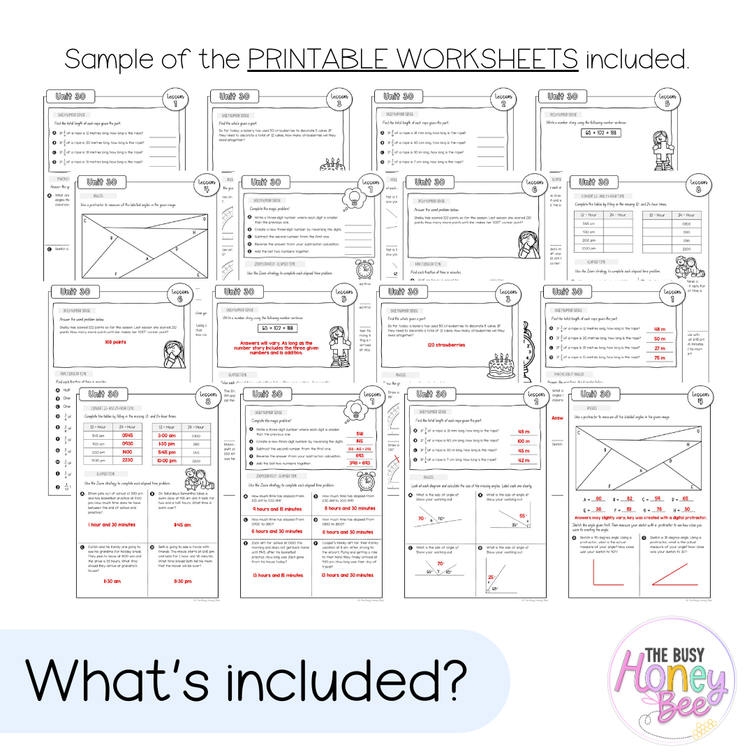 Stage 3 Year B NSW Maths Worksheets Unit 30