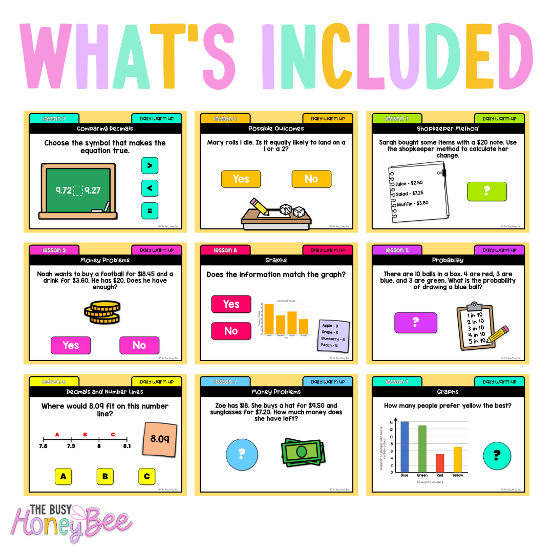 Stage 2 Year B Australian | NSW Math Daily Review | Warm-Up Term 4 Mega Bundle