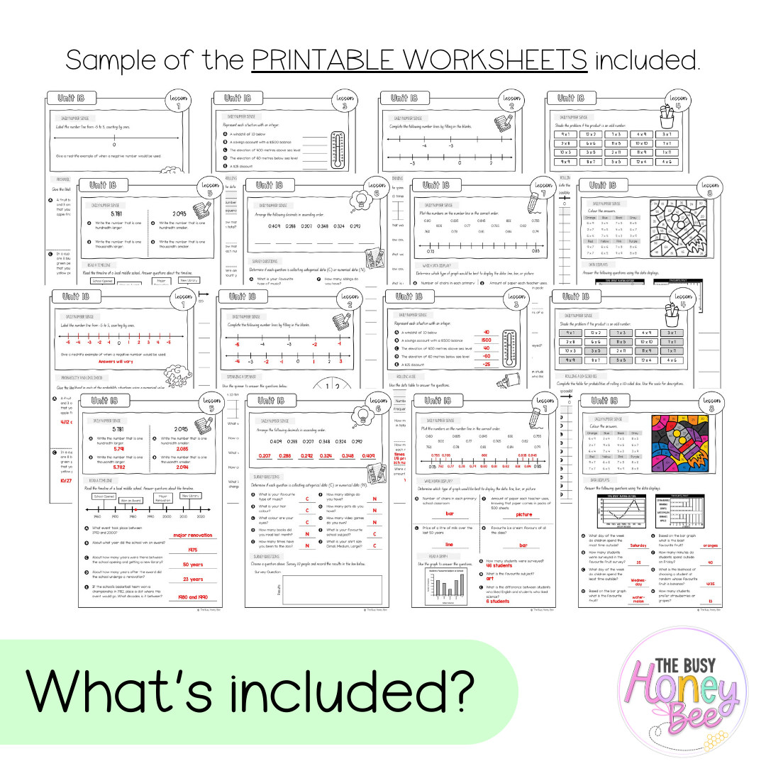 Stage 3 Year A NSW Maths Worksheets Unit 18