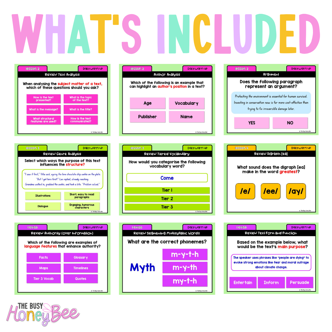 Stage 3 Year A Australian | NSW English Daily Review | Warm-Up Unit 3 Week 1