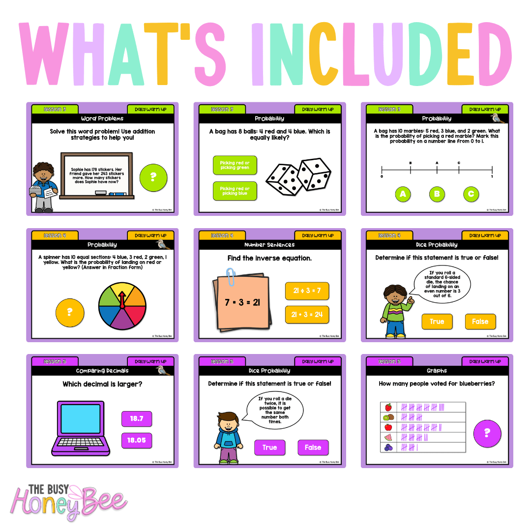 Multi Age 3-6 Year A Australian | NSW Math Daily Review | Warm-Up Unit 18