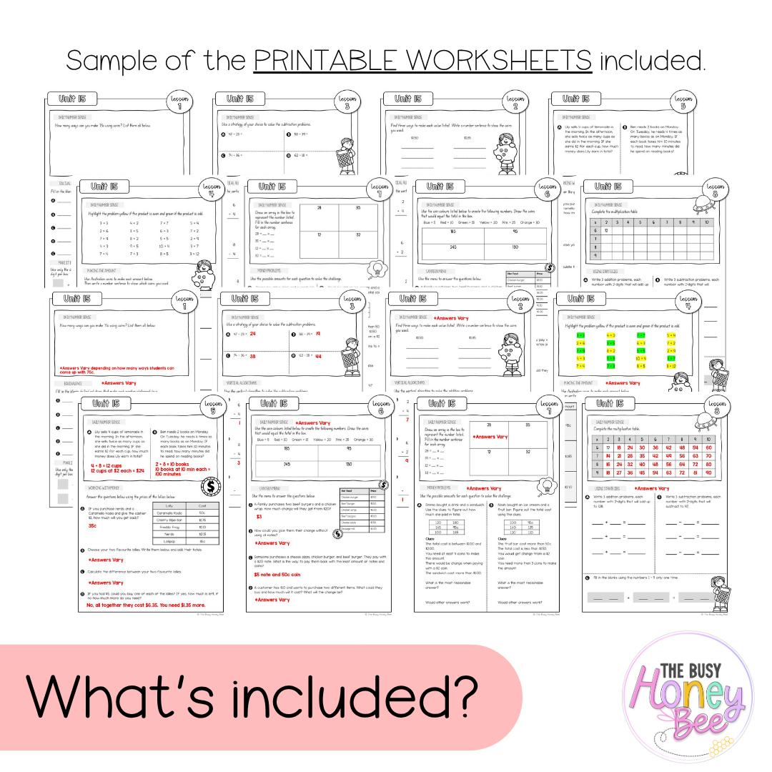 Stage 2 Year A NSW Maths Worksheets Unit 15