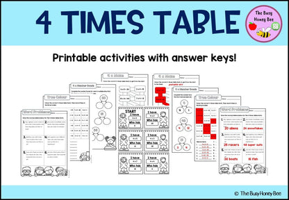 4 Times Table Teaching Slide and Printable Bundle - Teaching Bundle