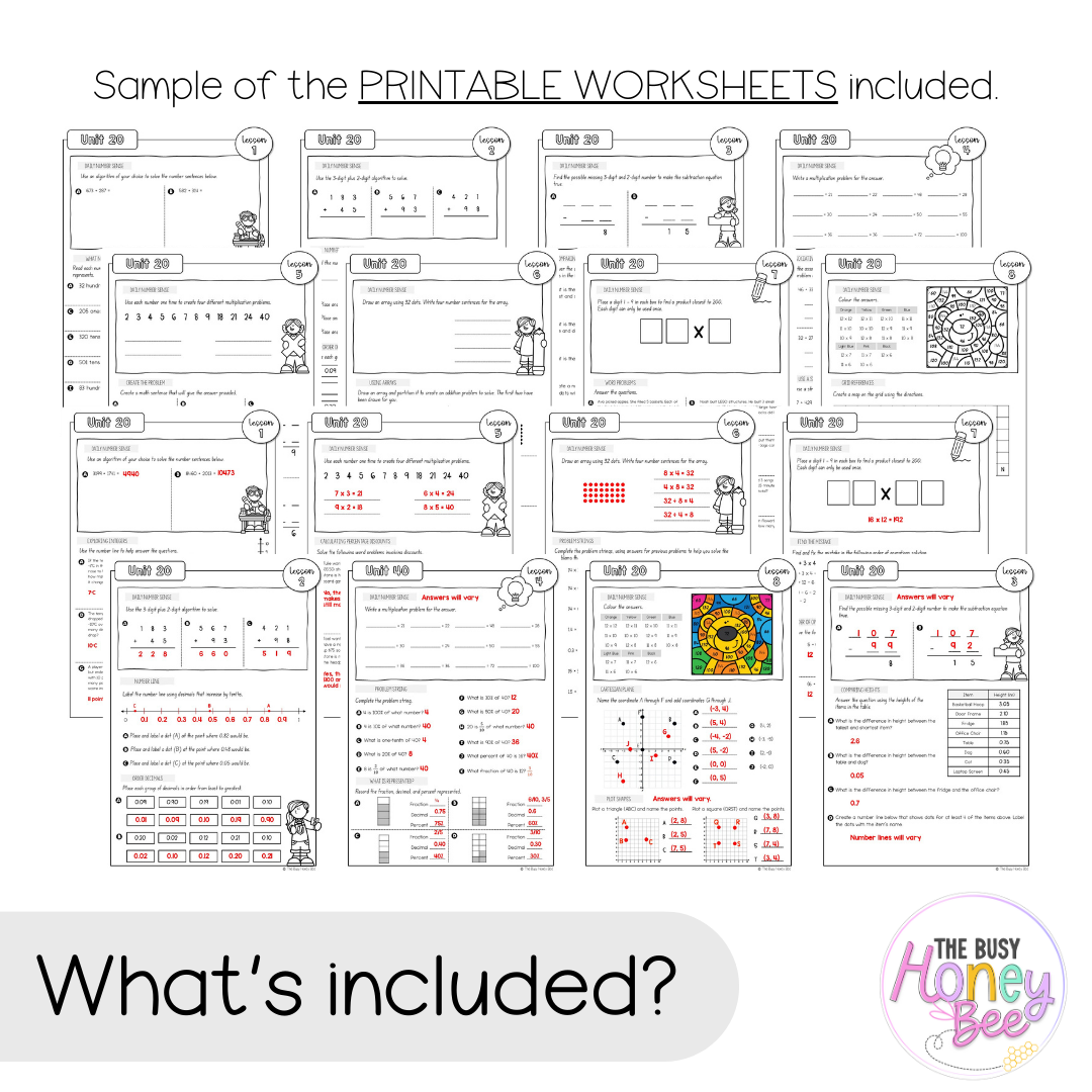 Multi Age 3-6 Year B NSW Maths Worksheets Unit 20