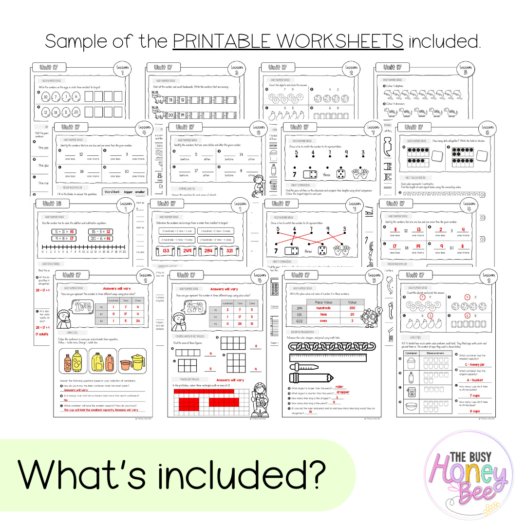 Multi Age K-2 Year B NSW Maths Worksheets Unit 17