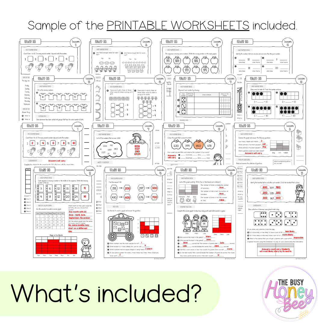 Multi Age K-2 Year B NSW Maths Worksheets Unit 18