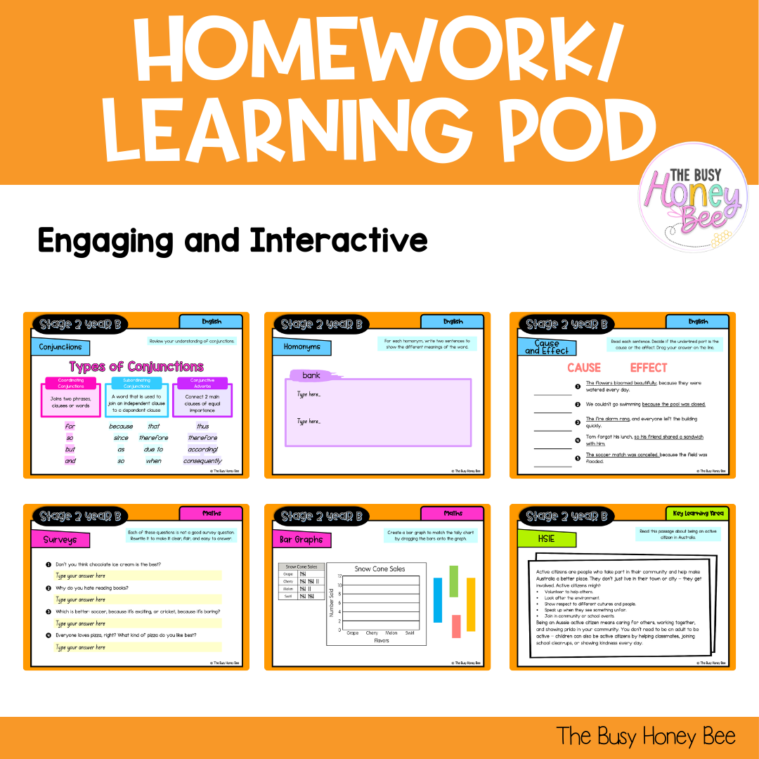 Stage 2 Year B Homework/Learning Pods Term 4 Mega Bundle