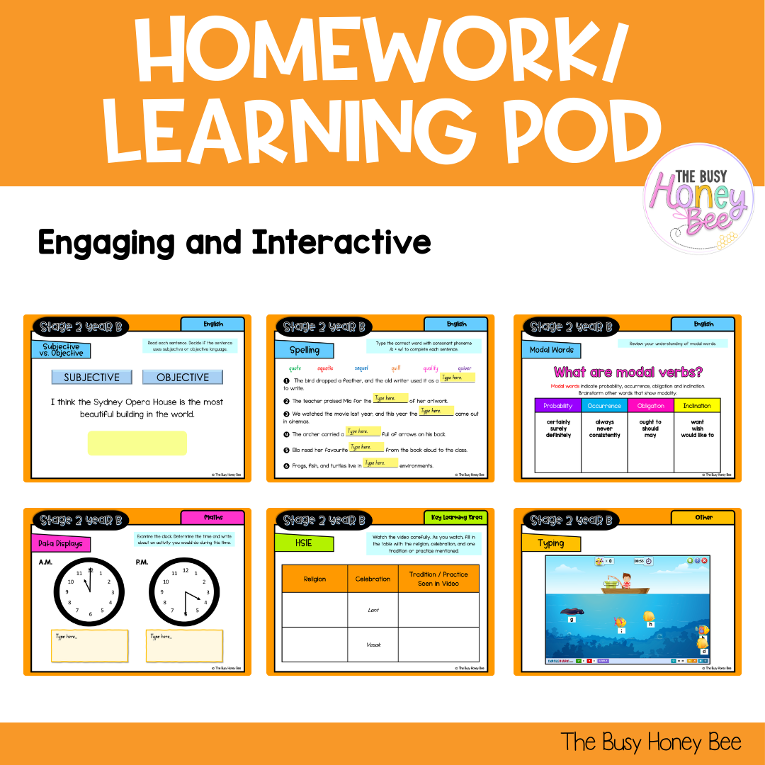 Stage 2 Year B Homework/Learning Pods Term 4 Mega Bundle