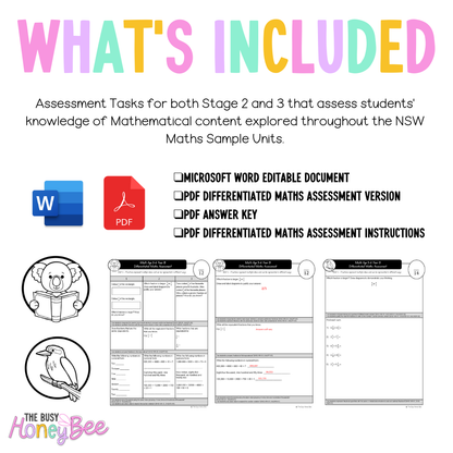 Multi Age 3-6 Year B Differentiated NSW Maths Assessment Unit 4