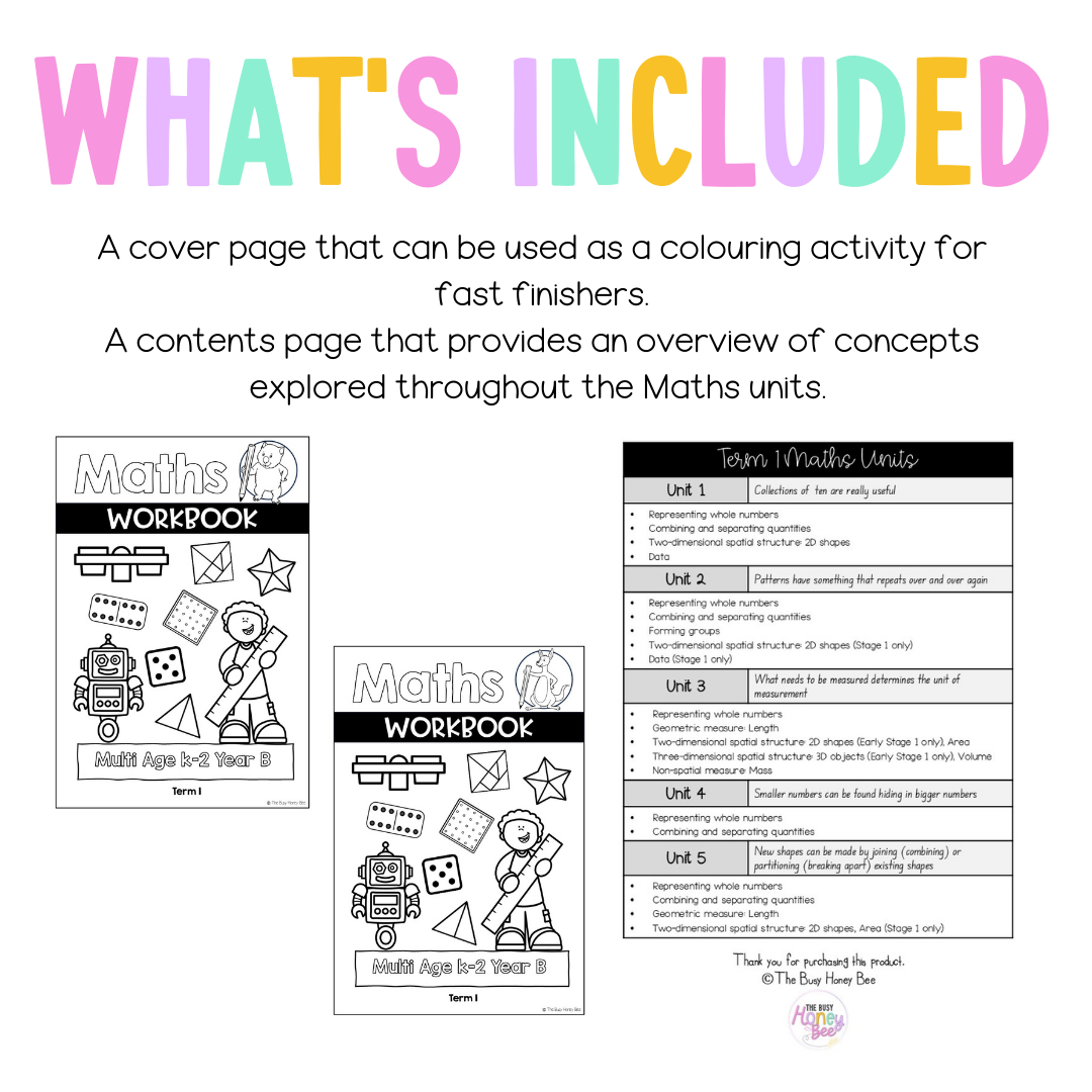 Multi Age K-2 Year B NSW Maths Workbook Term 1