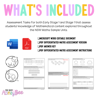 Multi Age K-2 Year A Differentiated NSW Maths Assessment Unit 1