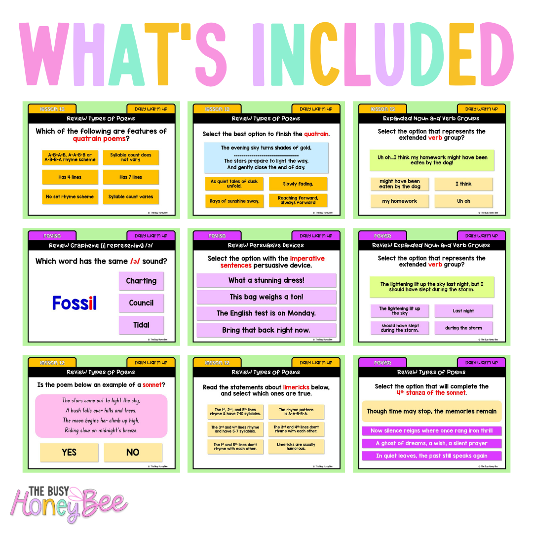 Stage 3 Year A Australian | NSW English Daily Review | Warm-Up Unit 4 Bundle