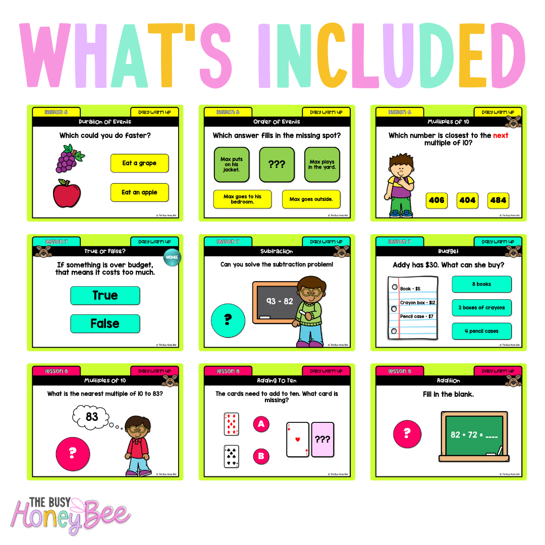 Multi Age K-2 Year B Australian | NSW Maths Daily Review | Warm-Up Unit 20