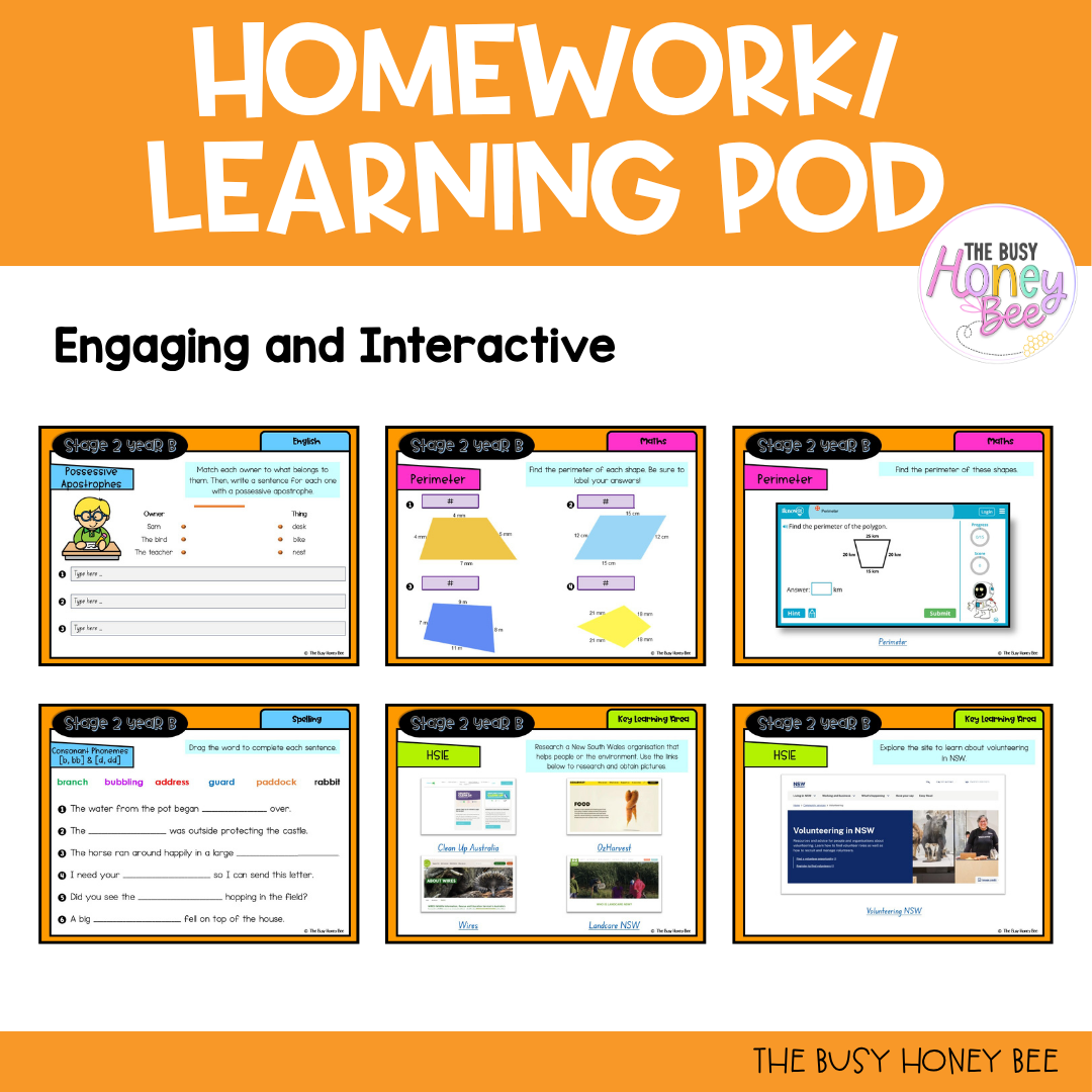 Stage 2 Year B Homework/Learning Pods Term 3 Mega Bundle