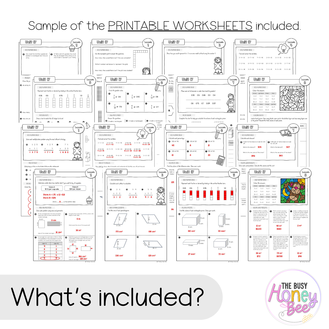 Multi Age 3-6 Year B NSW Maths Worksheets Unit 17