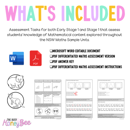 Multi Age K-2 Year A Differentiated NSW Maths Assessment Unit 2