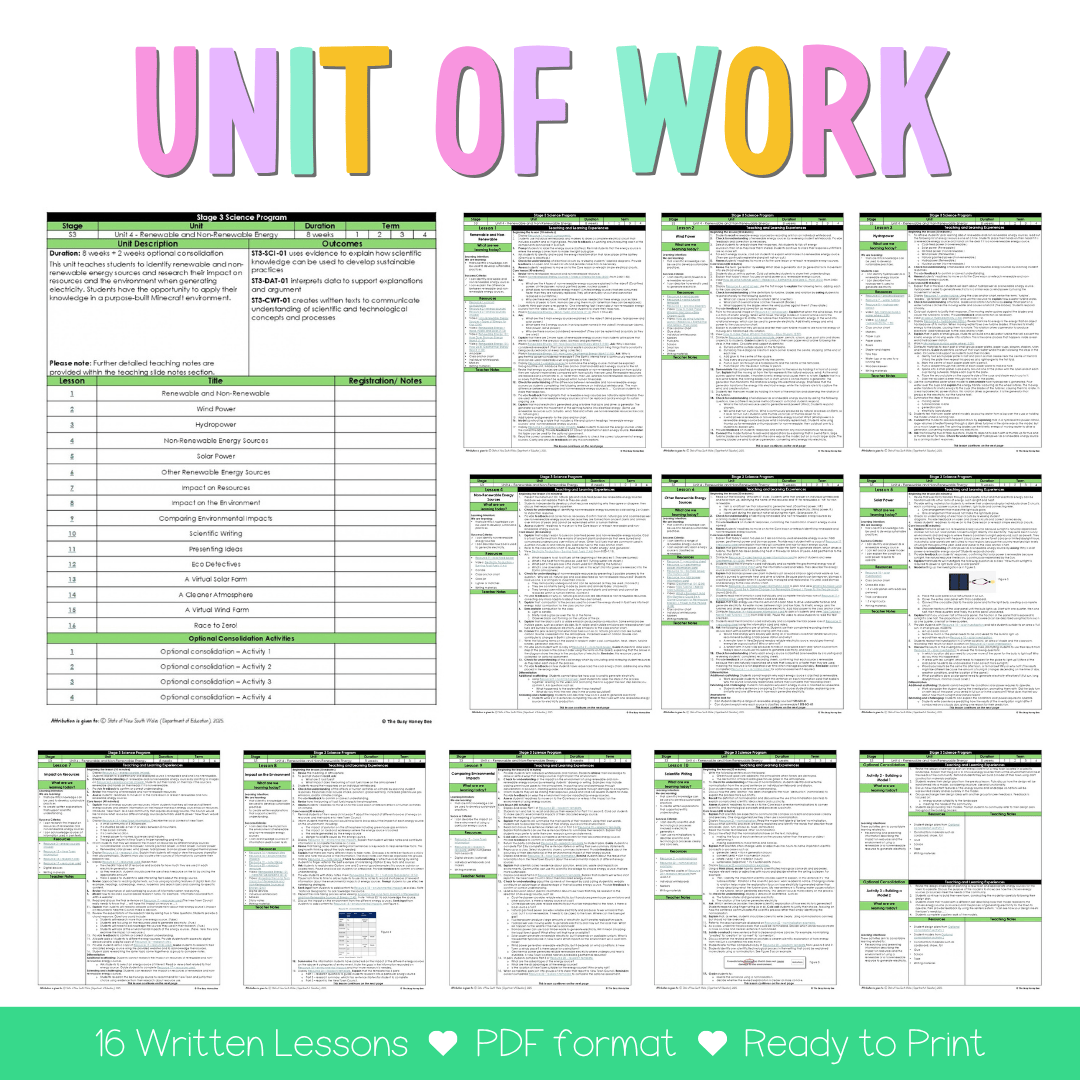 Stage 3 NSW Science Sample Unit 4 Teaching Pack 2026