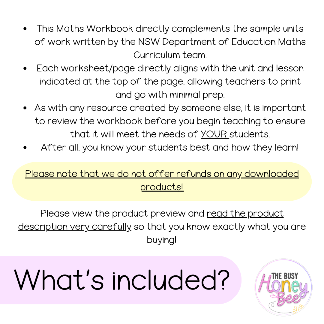 Early Stage 1 NSW Maths Workbook Term 4
