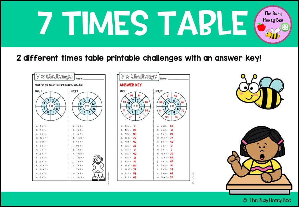 7 Times Table Teaching Slide and Printable Bundle - Teaching Bundle