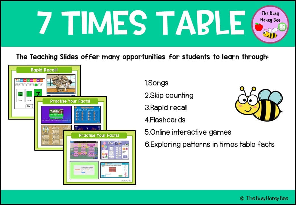 7 Times Table Teaching Slide and Printable Bundle - Teaching Bundle