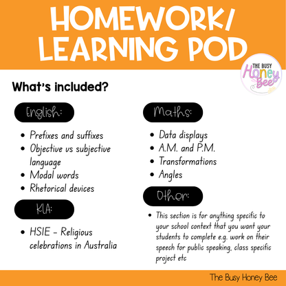 Stage 2 Year B Homework/Learning Pods Term 4 Mega Bundle