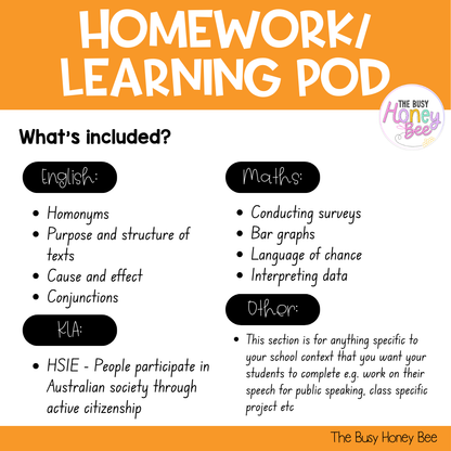 Stage 2 Year B Homework/Learning Pods Term 4 Mega Bundle