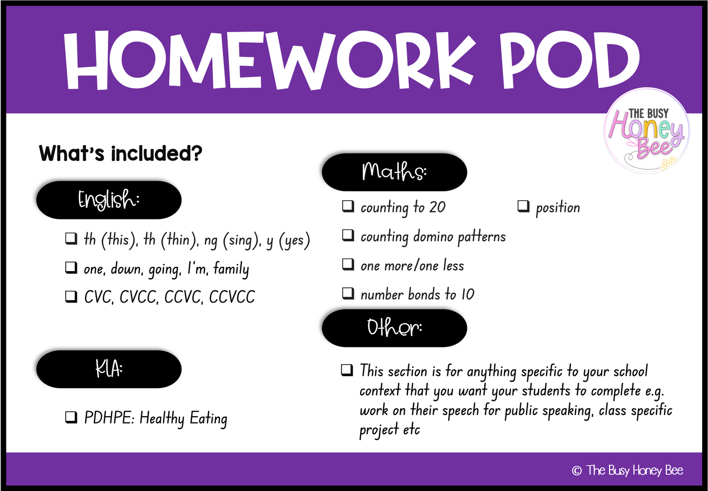 Early Stage 1 Homework/Learning Pod 10