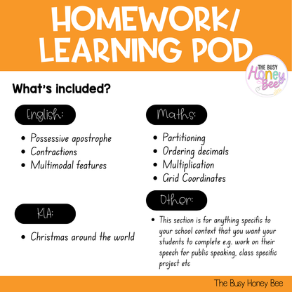 Stage 2 Year B Homework/Learning Pods Term 4 Mega Bundle