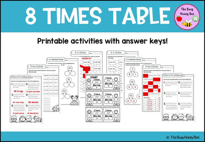 8 Times Table Teaching Slide and Printable Bundle - Teaching Bundle
