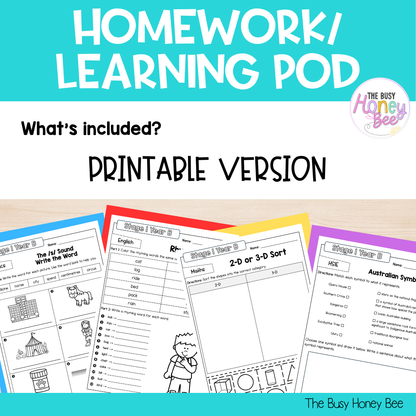 Stage 1 Year B Homework/Learning Pods Term 4 Mega Bundle