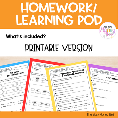 Stage 2 Year B Homework/Learning Pods Term 4 Mega Bundle
