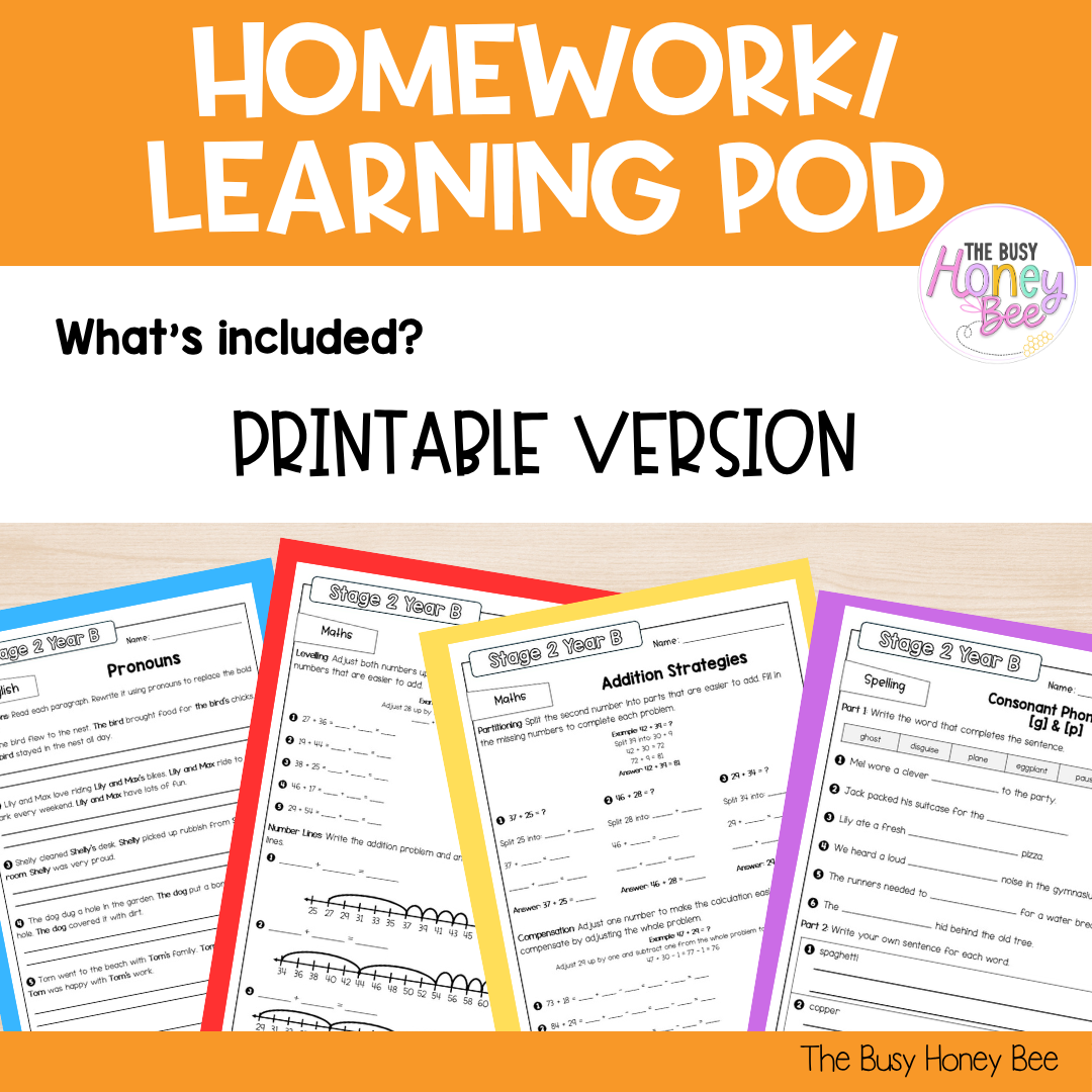 Stage 2 Year B Homework/Learning Pods Term 3 Mega Bundle