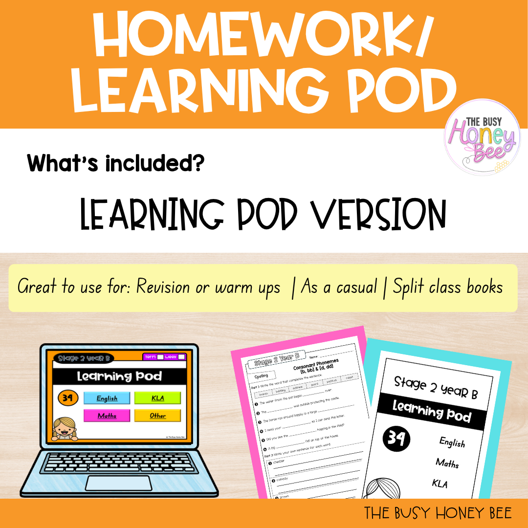 Stage 2 Year B Homework/Learning Pods Term 3 Mega Bundle