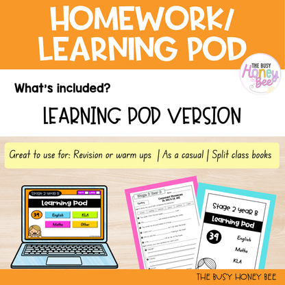 Stage 2 Year B Homework/Learning Pods Term 3 Mega Bundle