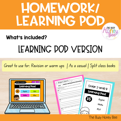 Stage 2 Year B Homework/Learning Pods Term 3 Mega Bundle