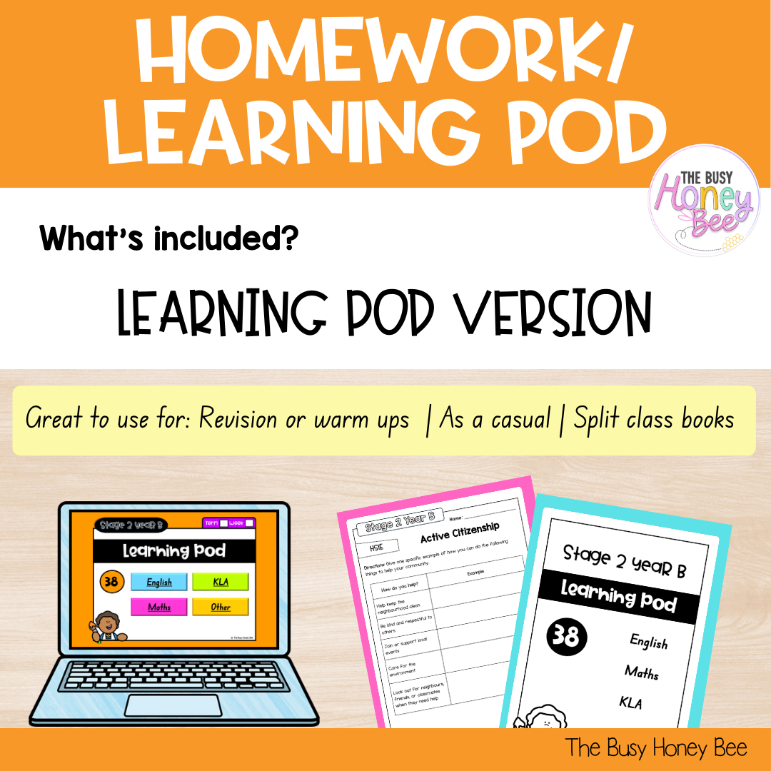 Stage 2 Year B Homework/Learning Pods Term 4 Mega Bundle
