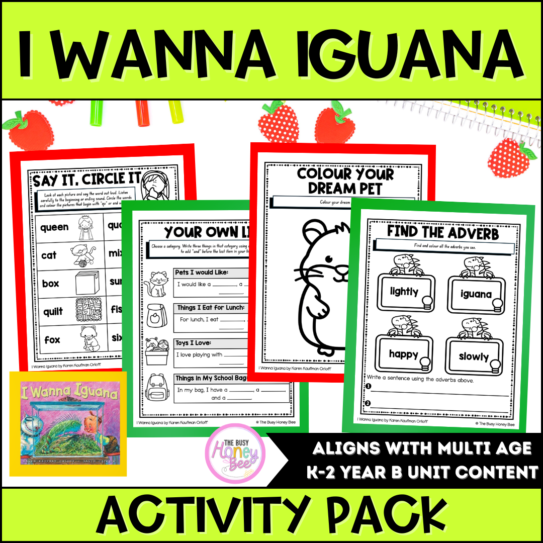 I Wanna Iguana by Karen Kaufman Orloff Activity Pack