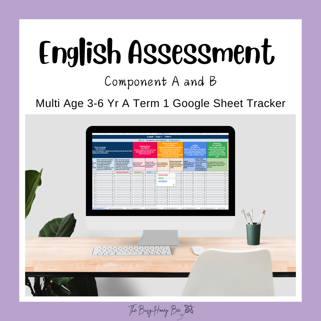 Multi Age 3-6 Year A NSW Term 1 English Assessment Overview Google Sheet