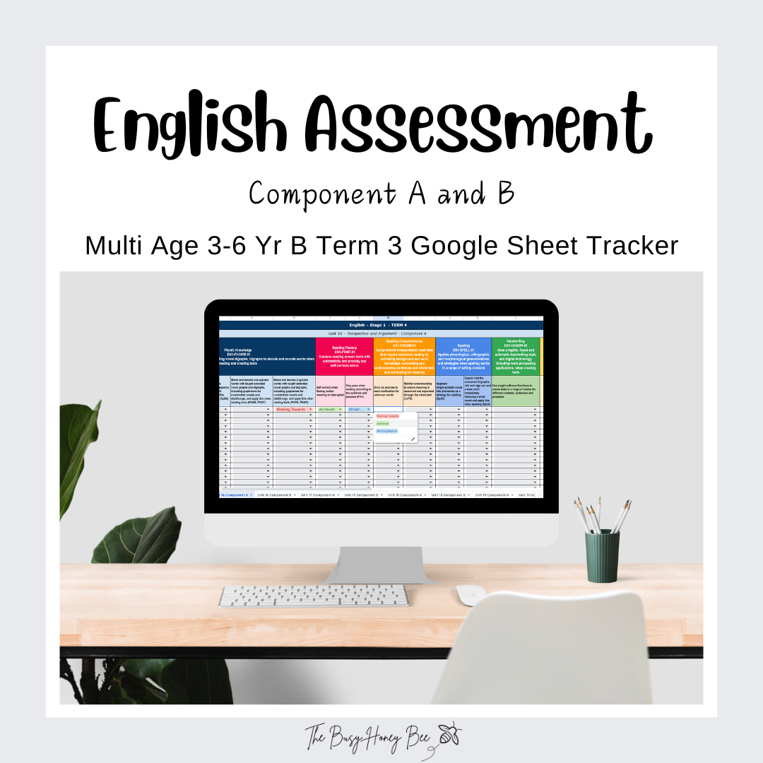 Multi Age 3-6 Year B NSW Term 3 English Assessment Overview Google Sheet