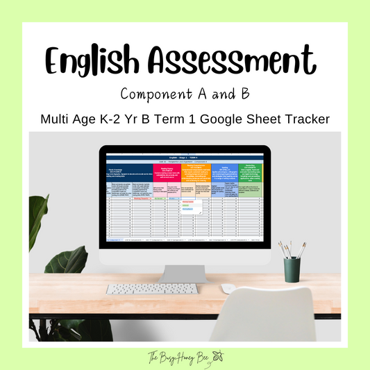 Multi Age K-2 Year B NSW Term 1 English Assessment Overview Google Sheet